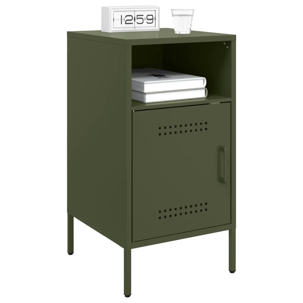 vidaXL Comodino Verde Oliva 36x39x68 cm in Acciaio