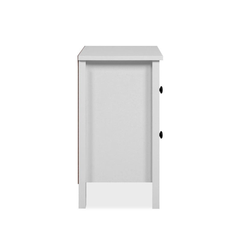 Comodino Karlstad 61A con 2 cassetti colore bianco