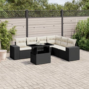 Set Divani da Giardino con Cuscini 7pz Nero Polyrattan 3269186