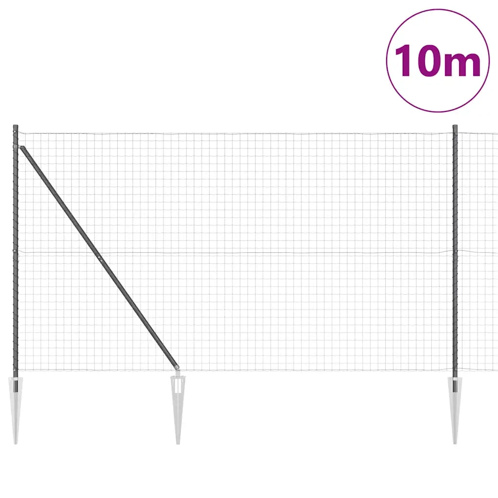 Recinzione con Posto Grigio 1,5 x 10 m Acciaio e PVC
