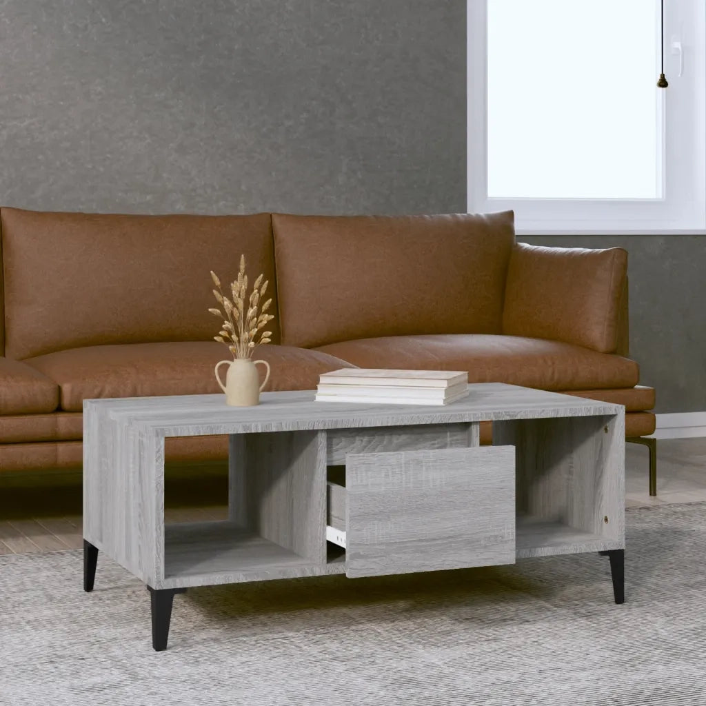 Tavolino Salotto Grigio Sonoma 90x50x36,5 cm Legno Multistrato 821074