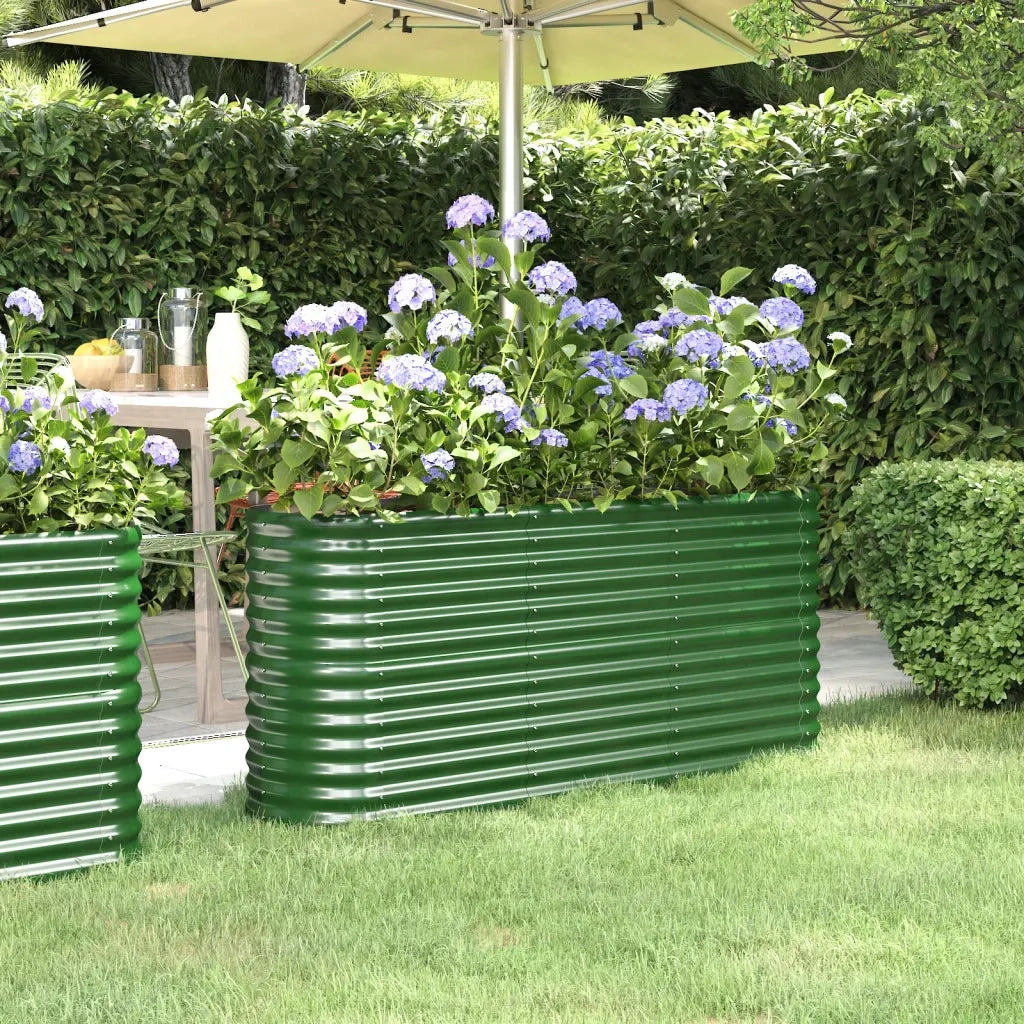 Fioriere | Cassetta per fiori | Letto Giardino Acciaio Zincato 152x40x68 cm Verde