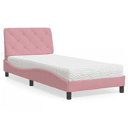 Letto con Materasso Rosa 90x200 cm in Velluto