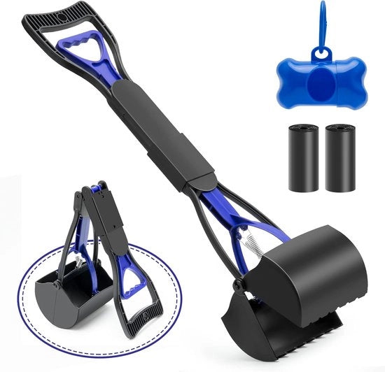 Scopa per Cani e Gatti - Manico Lungo - 80 cm - Blu - Materiale Sostenibile