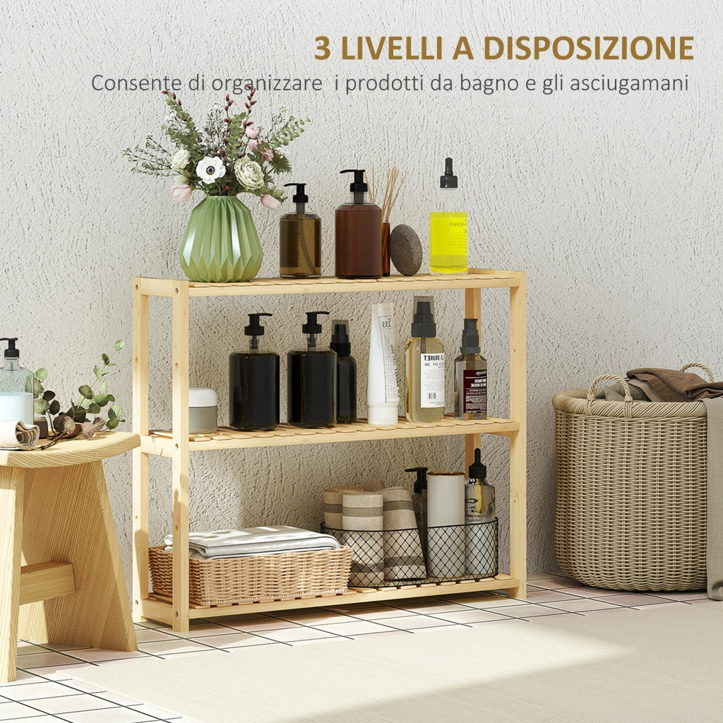 Mobile Bagno 3 Ripiani Regolabili ¨C zephmum ¨C Bamb¨´ 60x15x50 cm