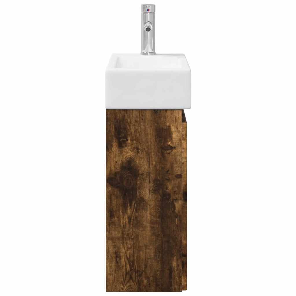 Mobile bagno con rubinetto Rovere Fumo 45,5 x 25,5 x 84 cm 889496