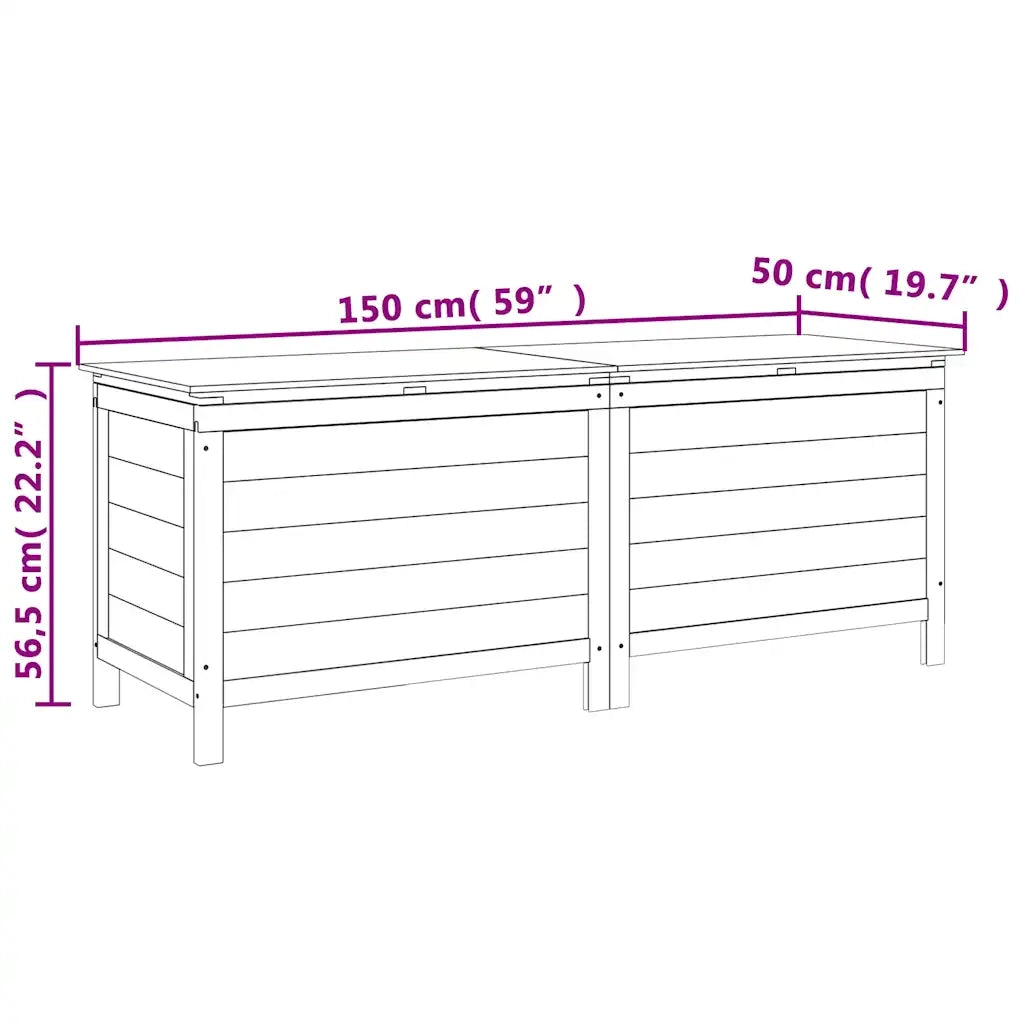Contenitore da Giardino 150x50x56,5 cm Legno Massello di Abete 364756