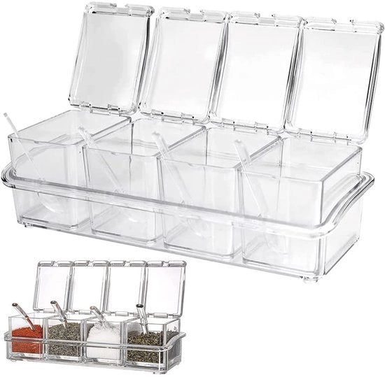 Box da Cucina con contenitori rimovibili - Contenitori di spezie con coperchio e cucchiaio Contenitori di spezie

Specifica tecnica: 
- Materiale: Ceramica
- Capacità: 6x 10 ml
- Dimensioni: 15x 10x 10 cm