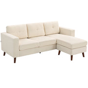 Divano Angolare 3 Posti con Chaise Longue Reversibile ¨C Zephmum ¨C Tessuto Crema 192 cm