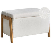 Panca stile moderno e glamour per camera da letto e soggiorno Rivestimento in essuto bouclè bianco contenitore