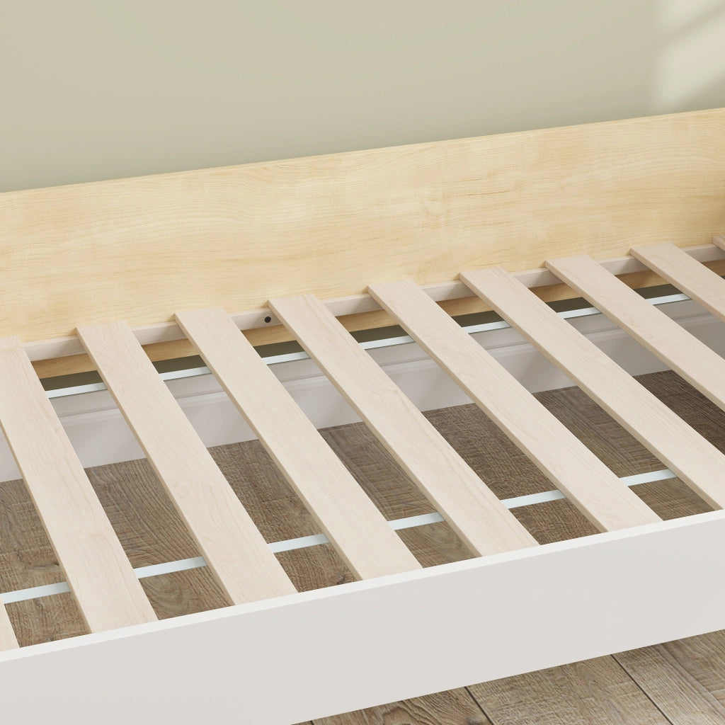 Letto singolo per bambini in legno bianco e naturale ¨C Xylo ¨C 140x70 cm, carico 80 kg