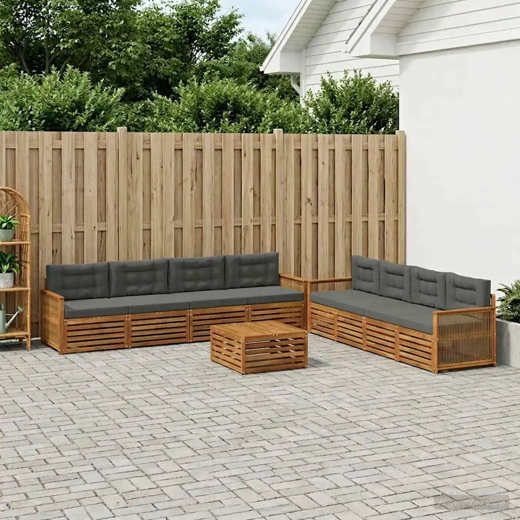 Set di divani da esterno con cuscino 9 pcs Naturale e Antracite 3383180