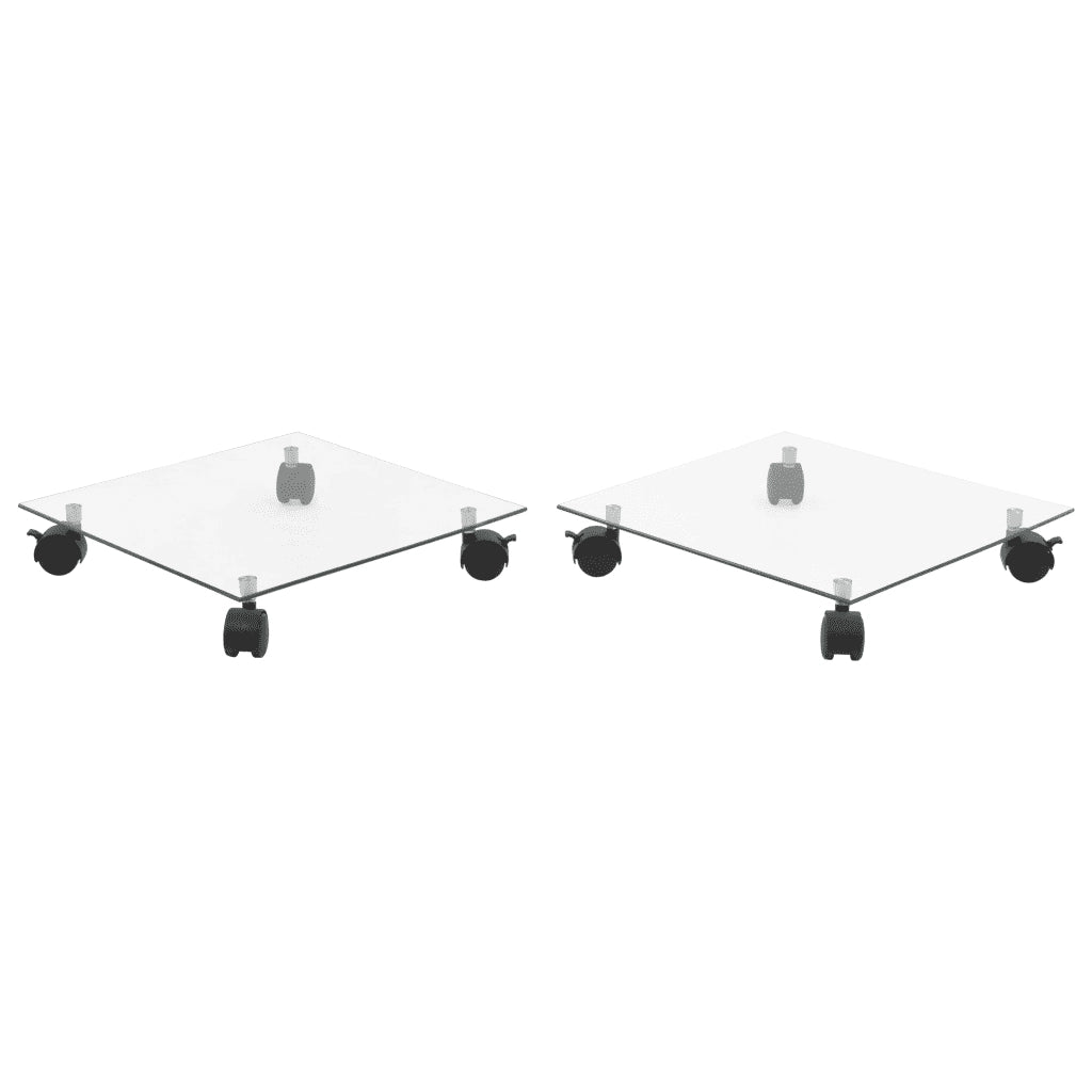 Pedane su Ruote per Piante 2pz Vetro Temperato 35x35cm Quadrato cod mxl 72527