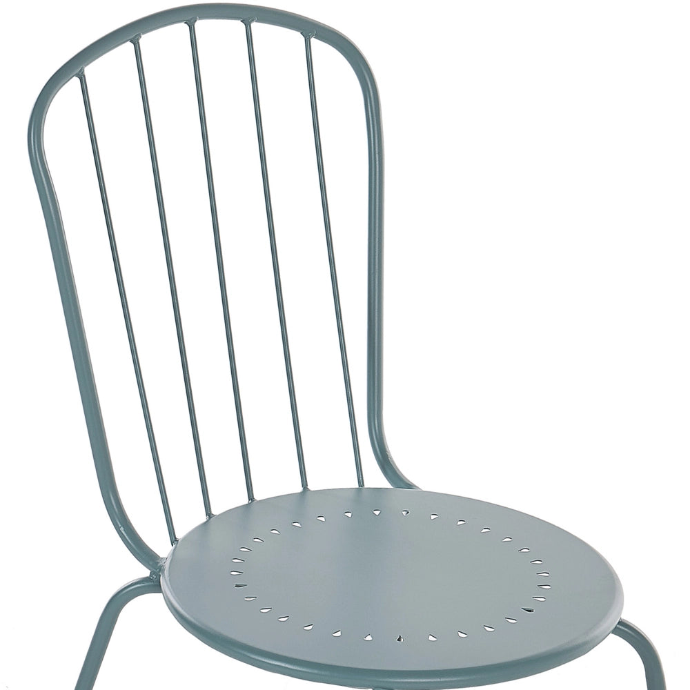 Set di sedie da pranzo da giardino azzurro alto metallo 8 persone