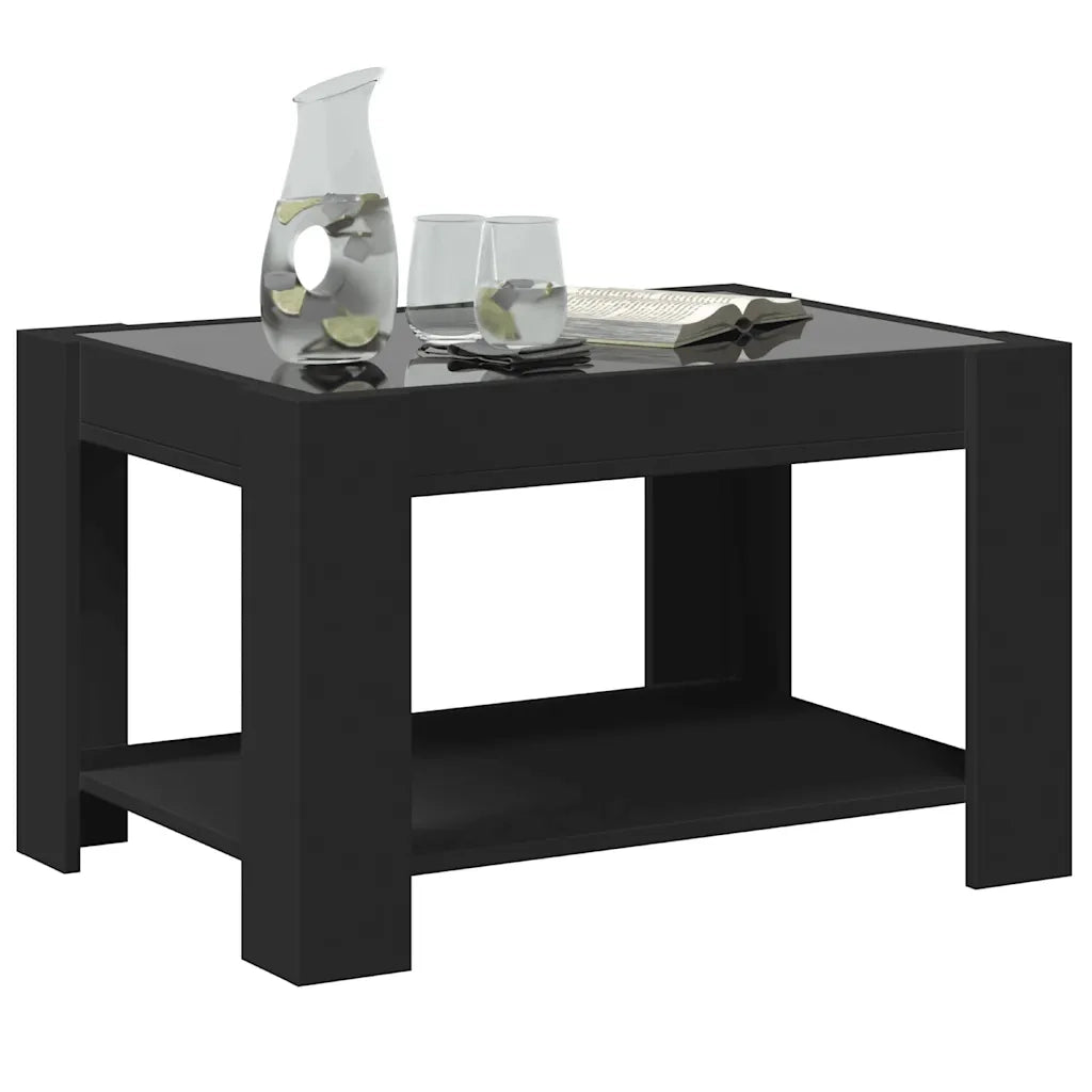 Tavolino Salotto con LED Nero 73x53x45 cm Legno Multistrato