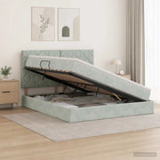 Letto con contenitore e materasso Grigio Chiaro 160 x 200 cm 3459759