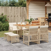 vidaXL Set da Pranzo da Giardino 9 pz con Cuscini Beige in Polyrattan