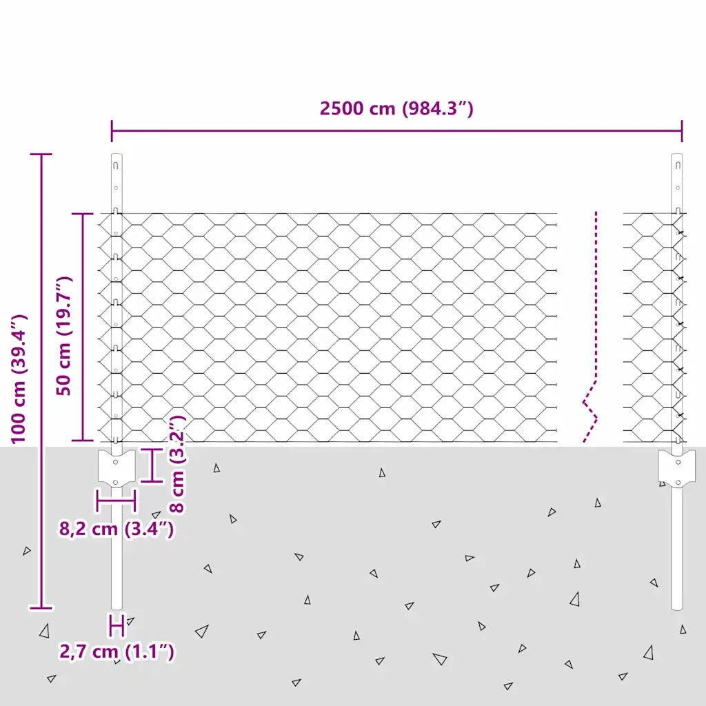 vidaXL Recinzione con pali. Verde 0.5 x 25 m Acciaio