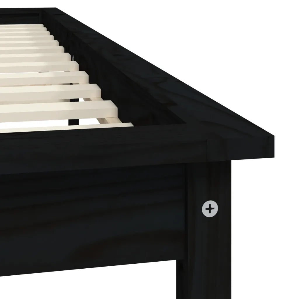 Giroletto-Struttura Letto Nero 180x200 cm Super King in Legno Massello di Pino
