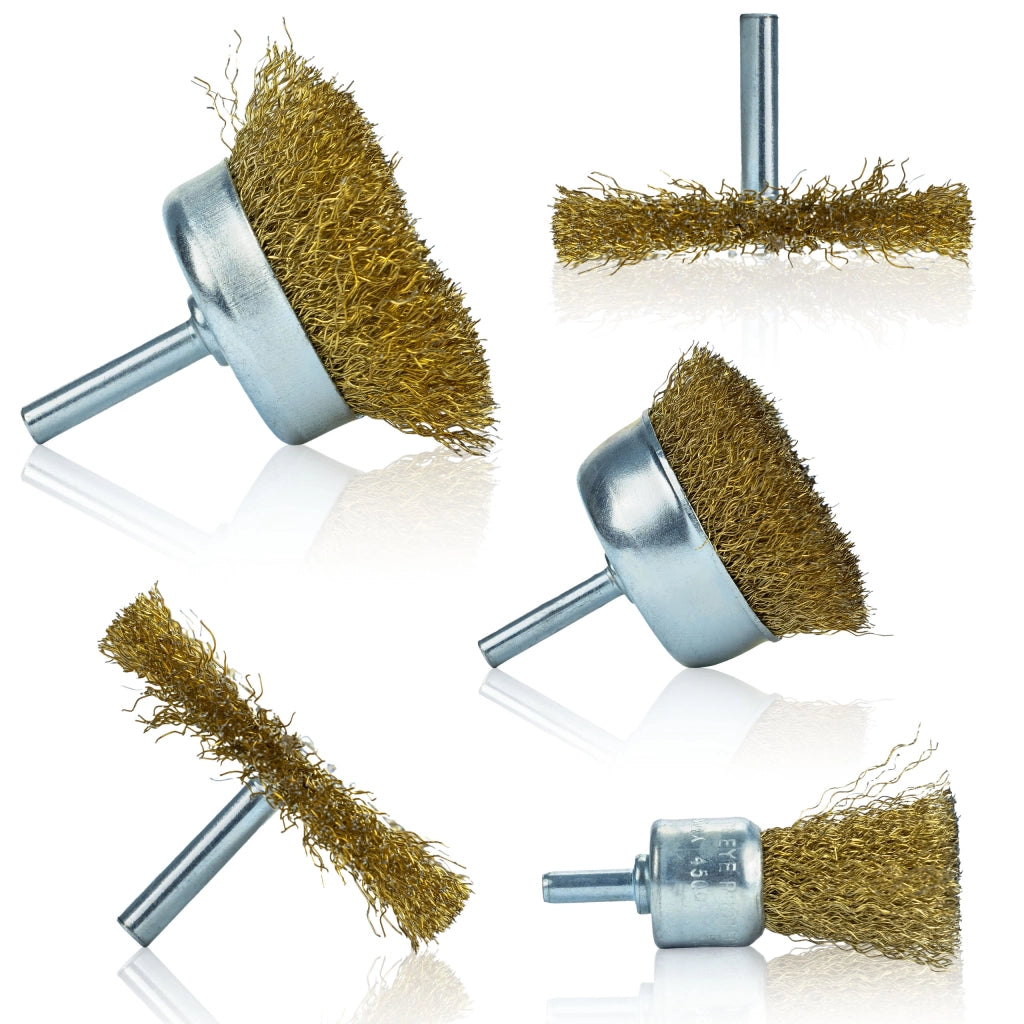 Set di 5 Spazzole Metalliche per Trapano – Alta Qualità, Filo di Ottone | Compatibile con Trapani 1/4"