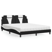 Letto Viana con Materasso Nero e Bianco 160x200cm Similpelle