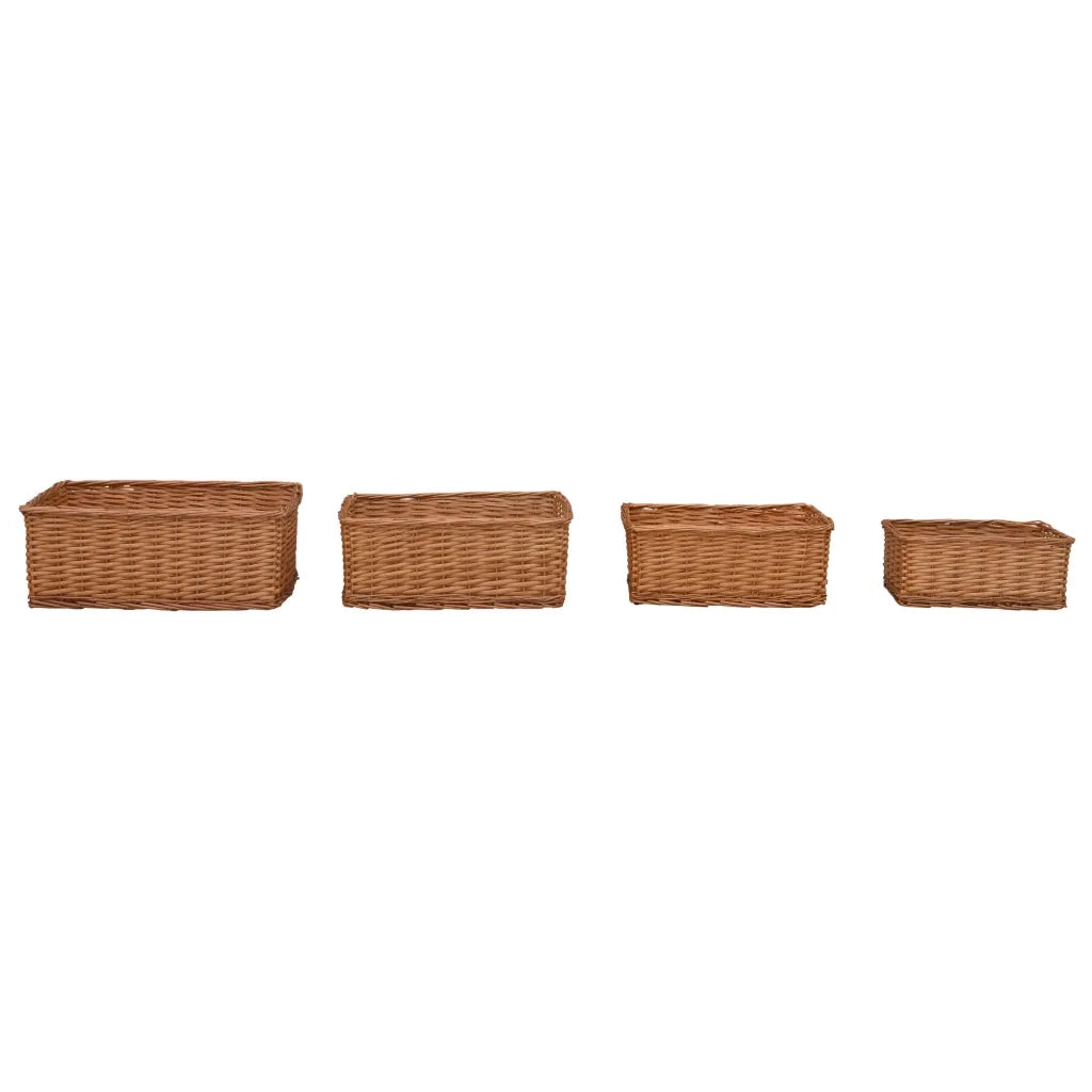 Set Cestini Impilabili 4 pz Marroni in Salice 286980