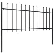 Recinzione da Giardino | Recinzione da cortile con Punta a Lancia in Acciaio 359x80 cm Nero