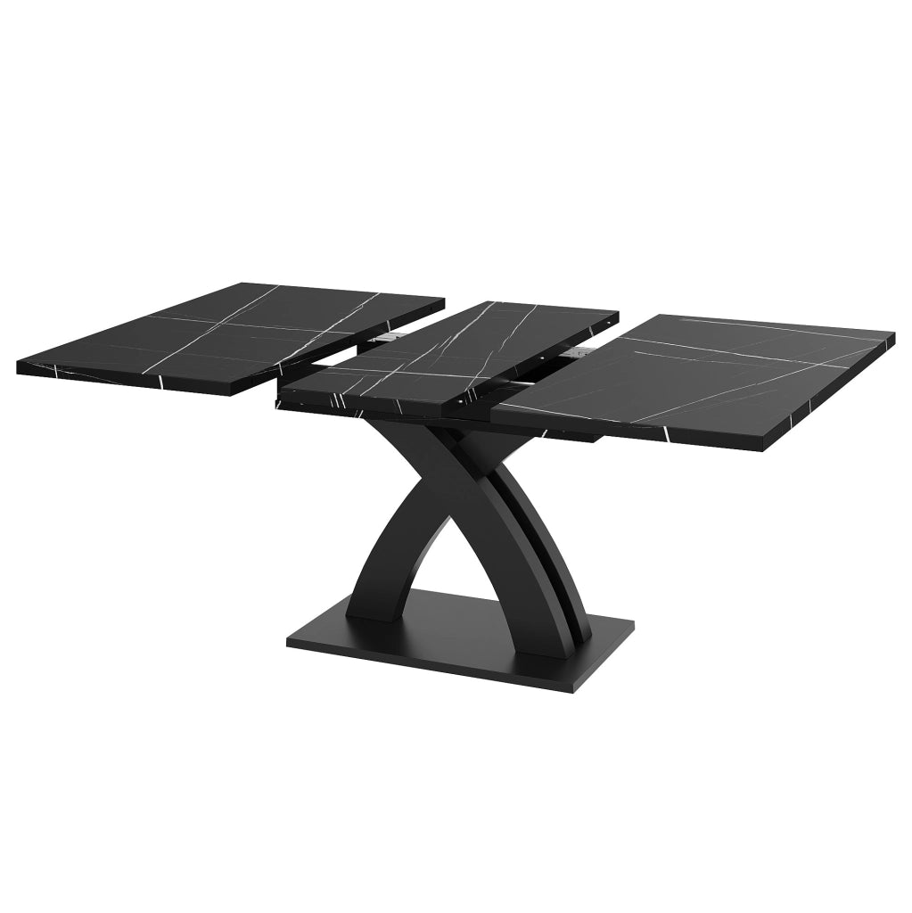 Tavolo da pranzo estensibile 120x80x76 cm; piano allungabile fino a 160 cm; MDF e metallo nero
