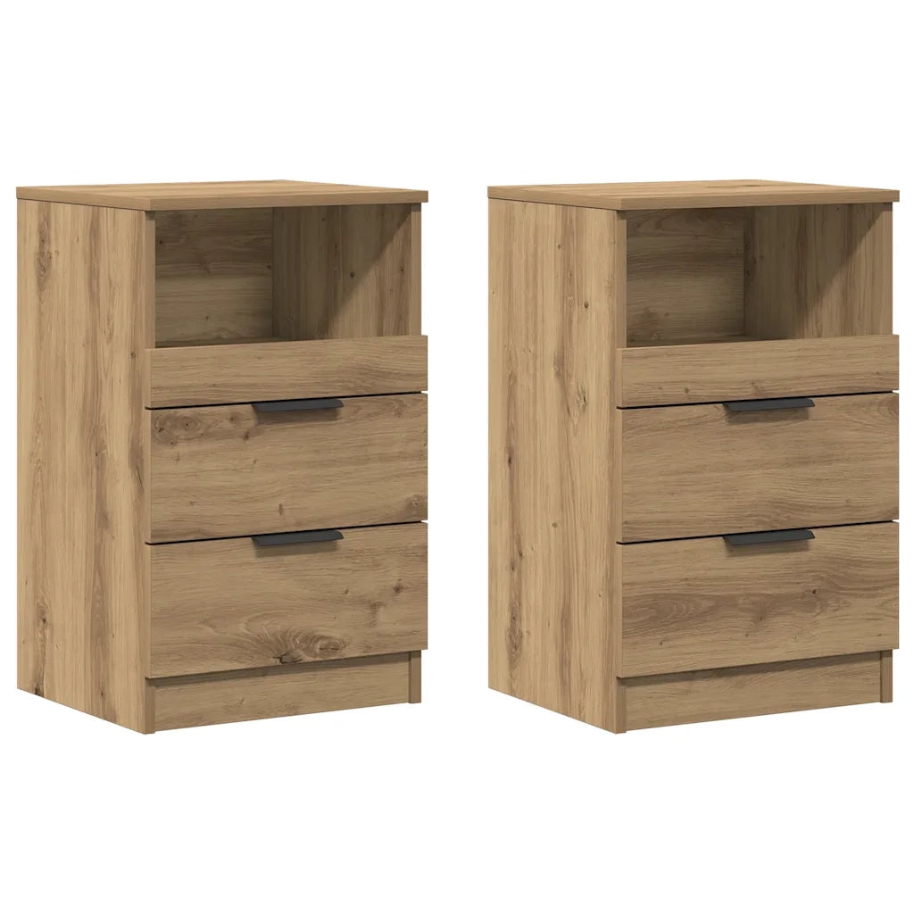 Comodini 2pz Rovere Artigianale 40x36x65cm in Legno Multistrato