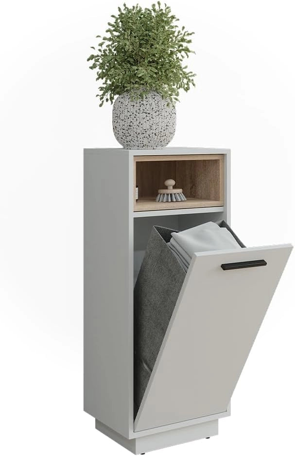 Mobiletto da bagno Beatrice, Bianco/Sonoma, 38 x 93 cm con tasca interna rimovibile