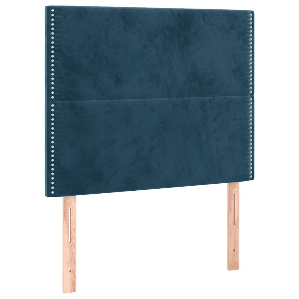 Letto a Molle con Materasso e LED Blu Scuro 90x200cm in Velluto 3136045