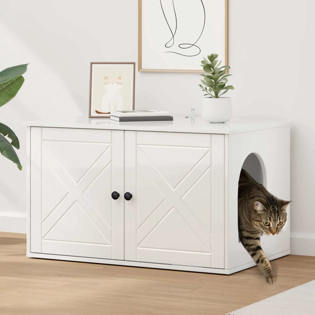 Casa per Gatti Bianco Lucido 85 x 55 x 50 cm Legno multistrato 8000729