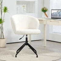 Sedia da Ufficio Ergonomica, Sedia Girevole, Altezza Regolabile, Capacità 120 kg, Rivestimento in Tessuto, Bianco