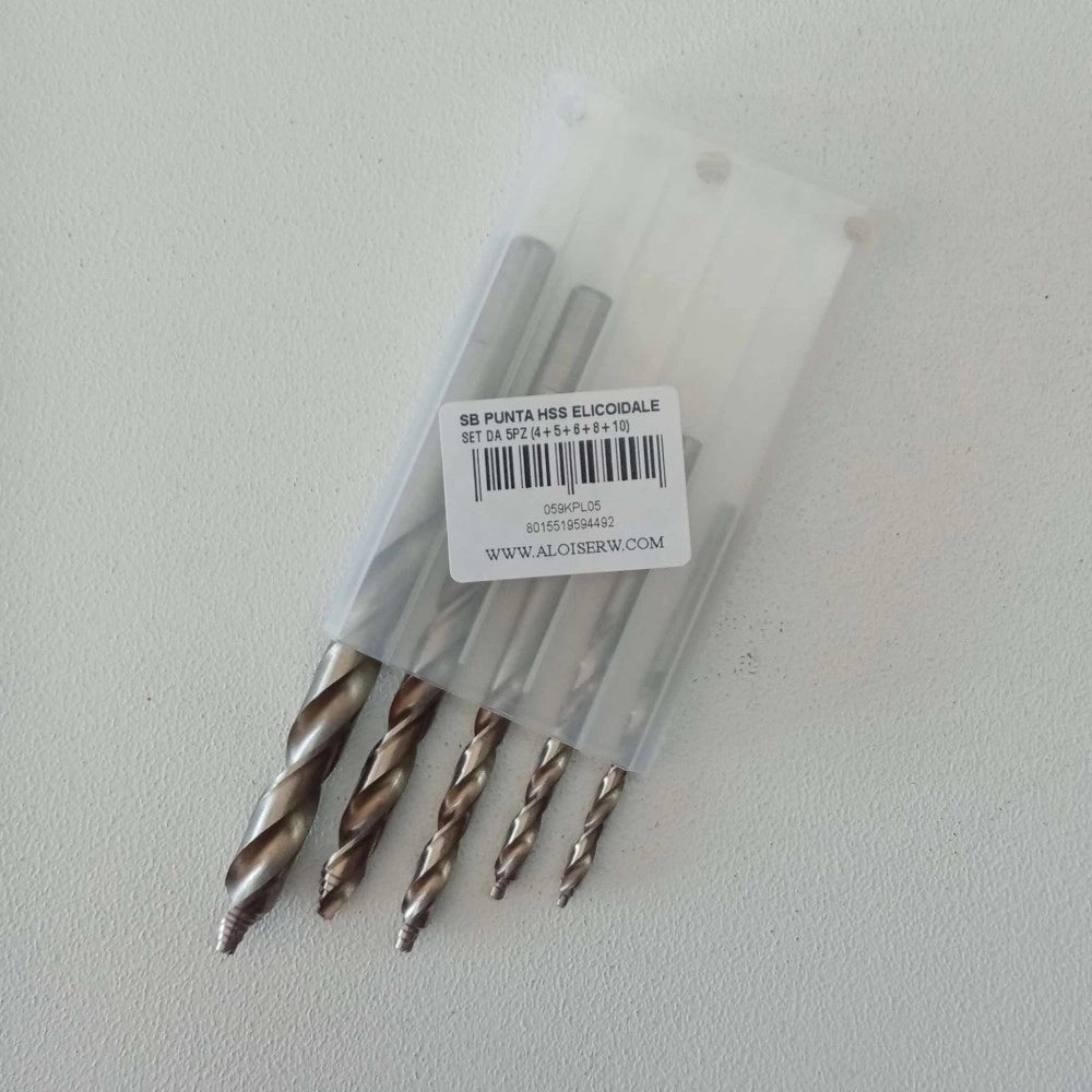 Stella bianca set 5 punte elicoidali hss cobalto 8% din 338 con imbocco a gradini