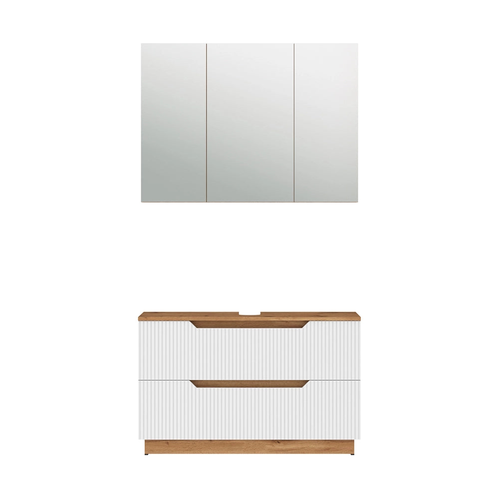 Vicco Set di mobili da bagno Rovere/bianco a strisce 2 parti