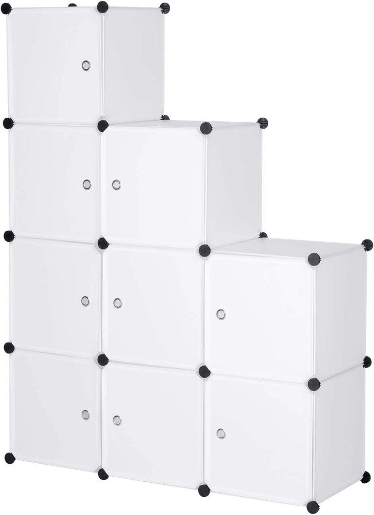 DIY Armadio a Cubo Armadietto Guardaroba Pieghevoli Combinato Modulare Scarpiera Bianco per Stanzino e Ripostiglio