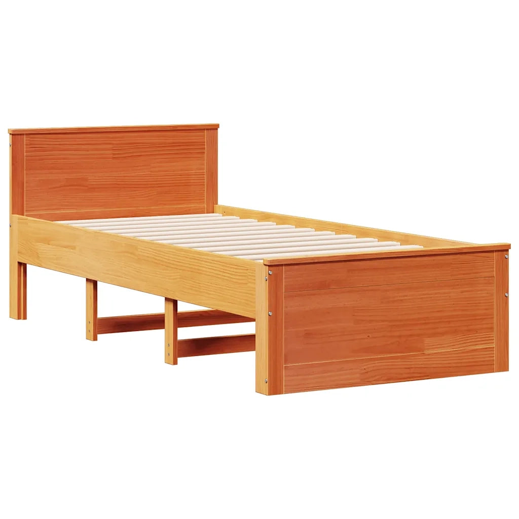 Letto Libreria senza Materasso Marrone Cera 100x200 cm in Pino 3308929