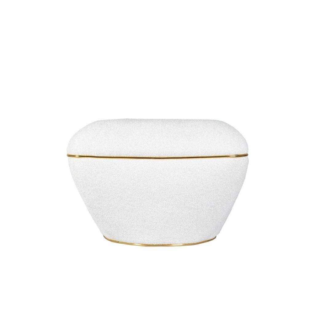 Pouf di design Contessa bianco e oro in cotone