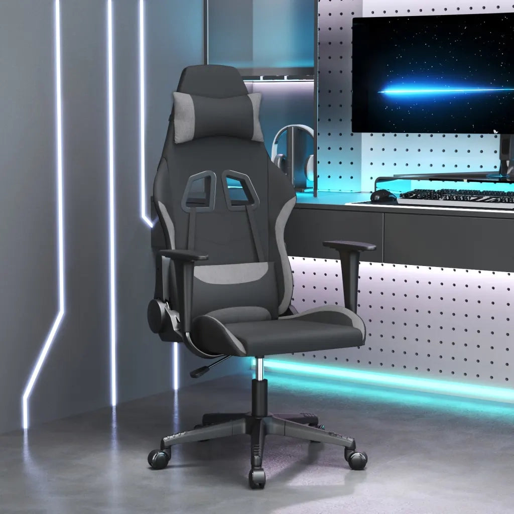 Sedia da Gaming | Sedia da e-sports Nero e Grigio Chiaro in Tessuto