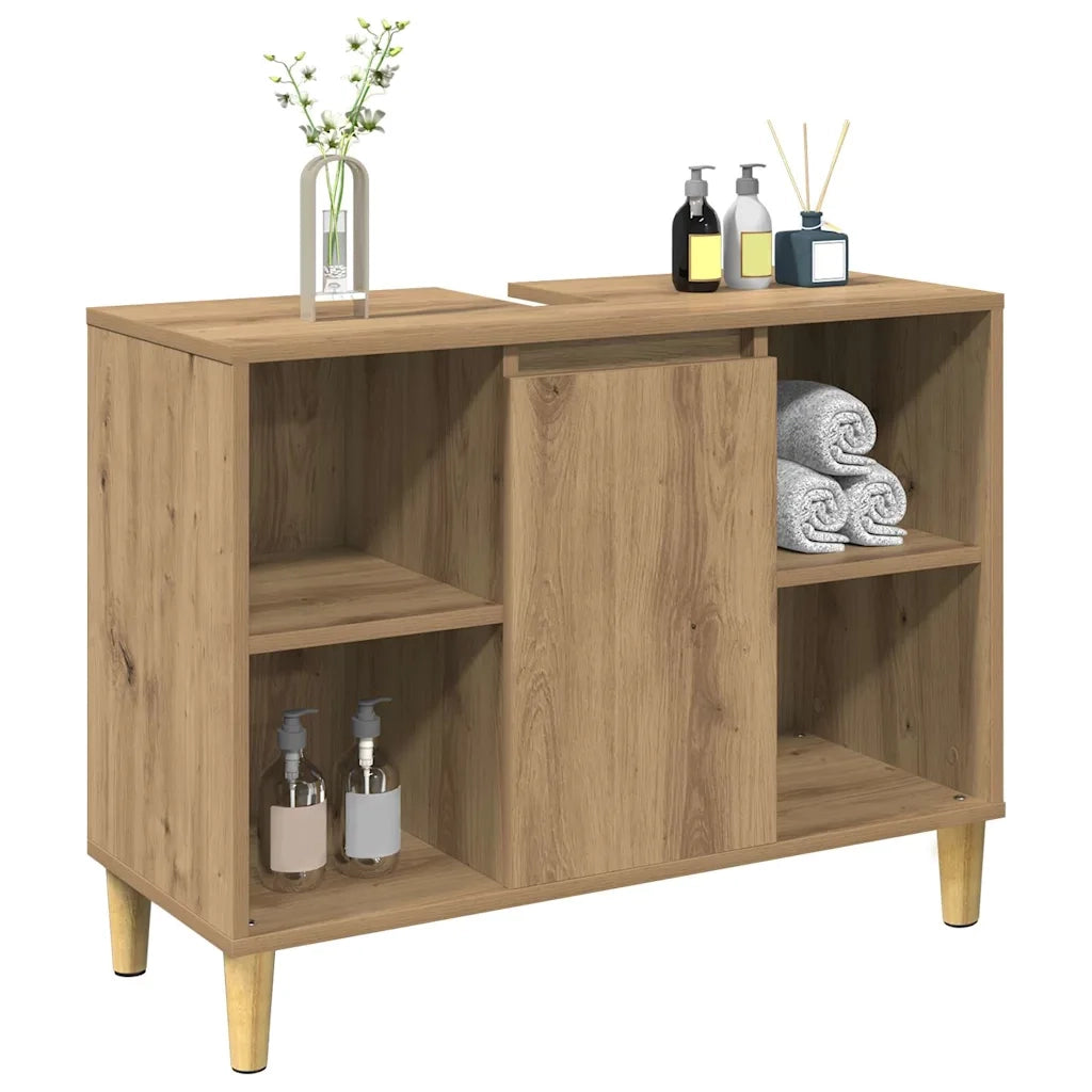 Mobile da Bagno Rovere Artigianale 80x33x60cm Legno Multistrato 857134