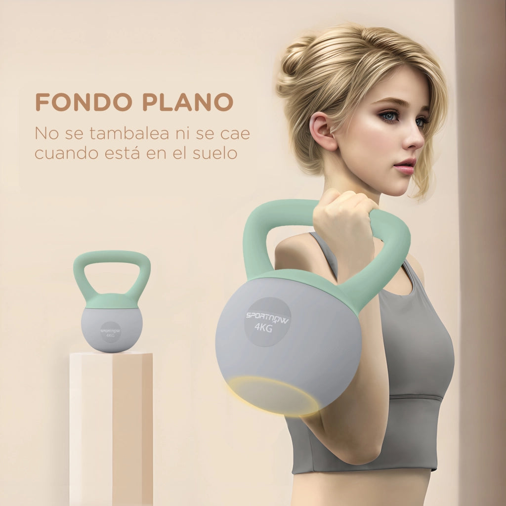 Kettlebell Pesa Rusa 4 kg ¨C zephmum ¨C Verde Grigio 19x15x25 cm