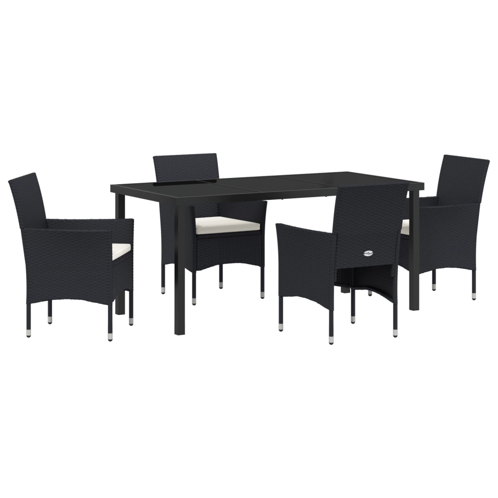 Set da Giardino da 5 Pezzi Neri in Polyrattan