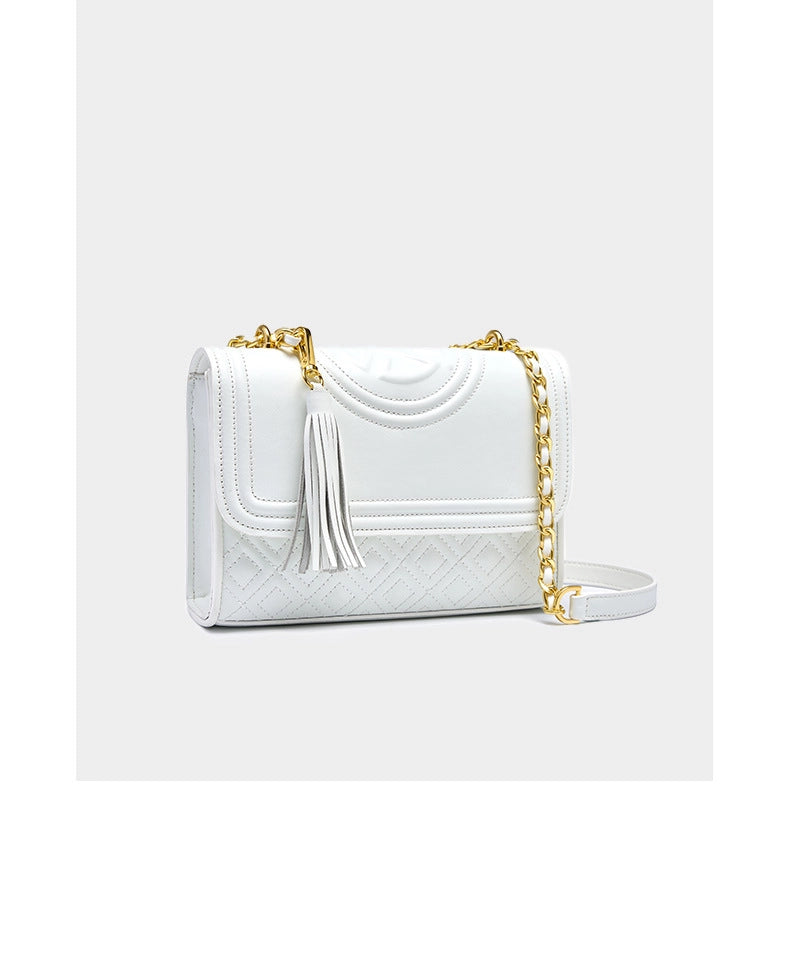 Borsa a mano media da donna in vera pelle, colore bianco.