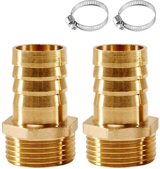 Connettore in rame - 1 pollice AG x 25 mm - Connettore di tubo - Viti di connessione - Connettori di tubo - Adatto per serbatoi di pioggia