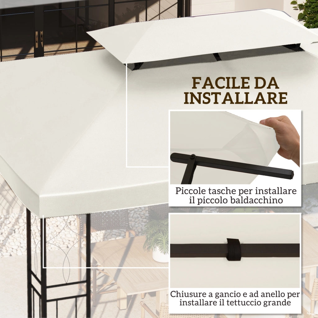 Copertura per Gazebo da Giardino ¨C Minimal ¨C Poliestere Impermeabile Anti-UV 3x4m Beige