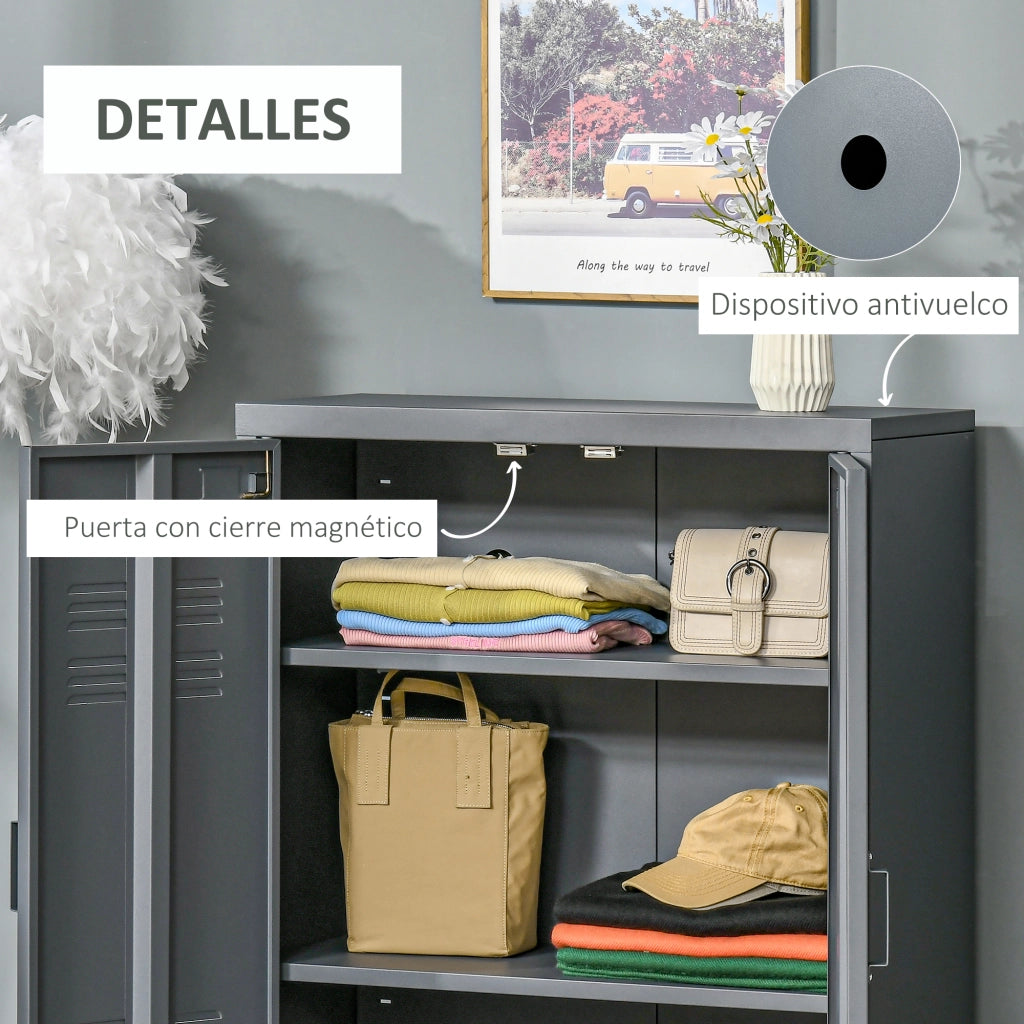 Armadio Metallico con 2 Ripiani ¨C zephmum ¨C Grigio 75x33x110 cm