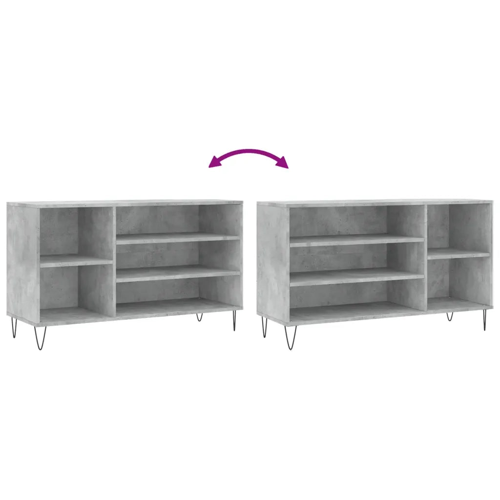 Scarpiera-Scaffale per scarpe Grigio Cemento 102x36x60 cm in Legno Multistrato 300176