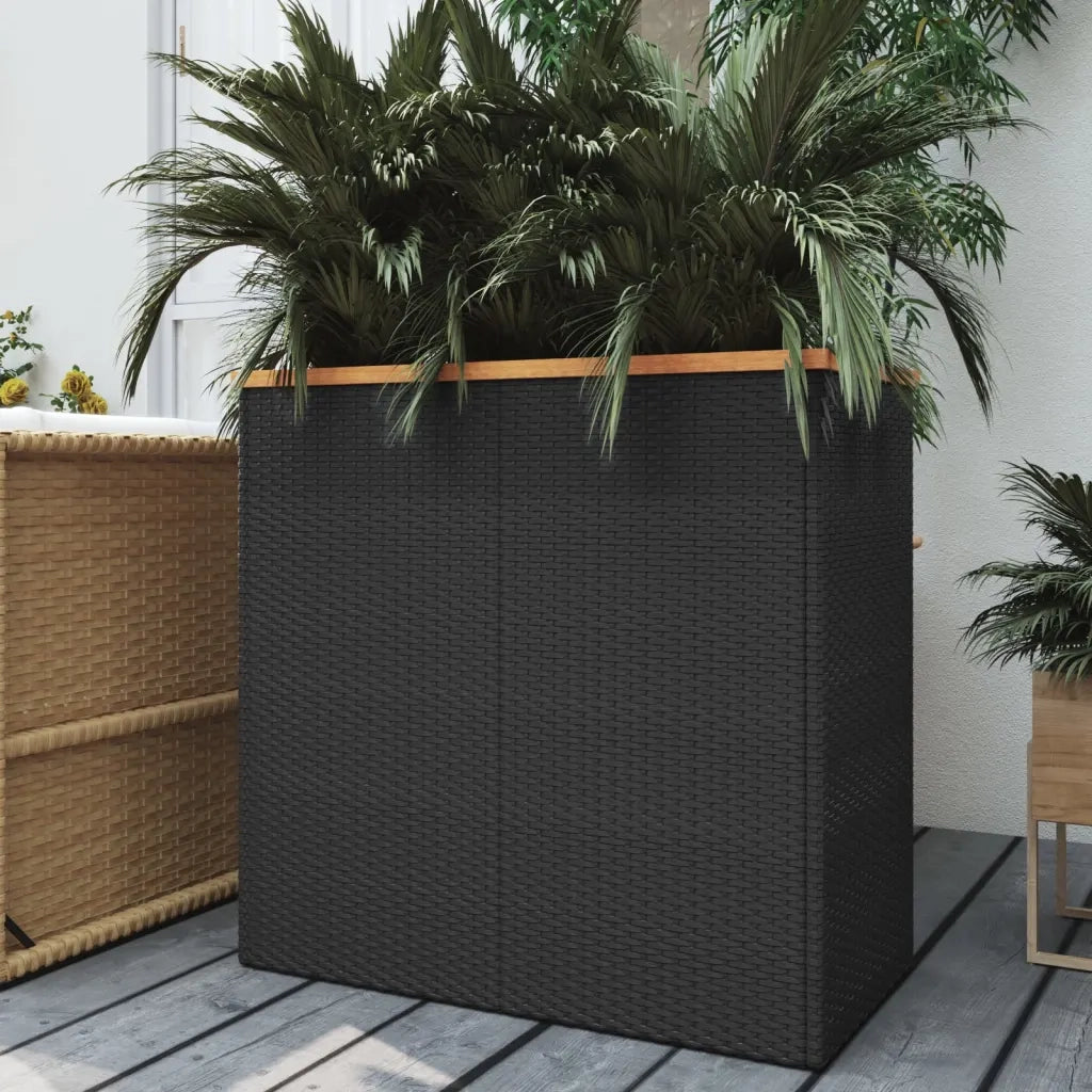 Fioriera | Cassetta per fiori | Vaso Nera 80x40x80 cm in Polyrattan