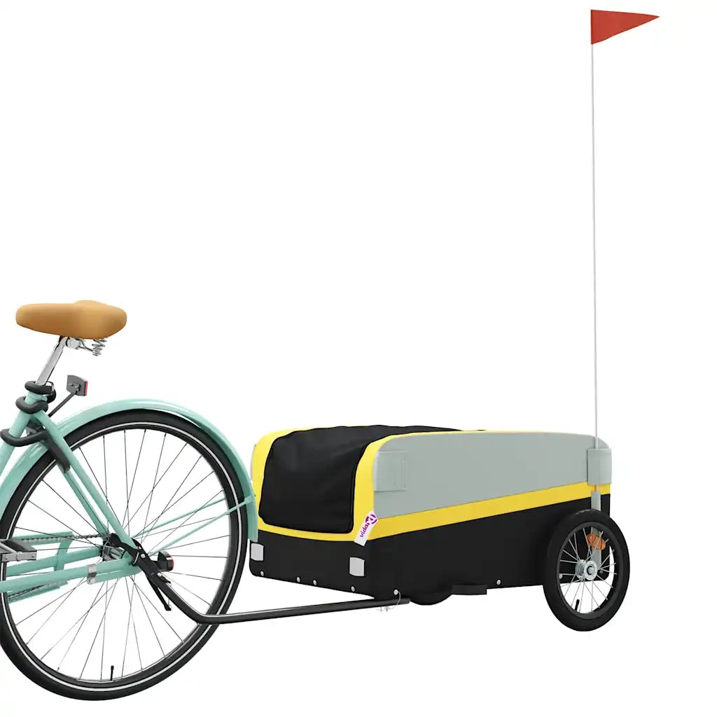 Rimorchio da Bici Nero e Giallo 45 kg in Ferro 94043