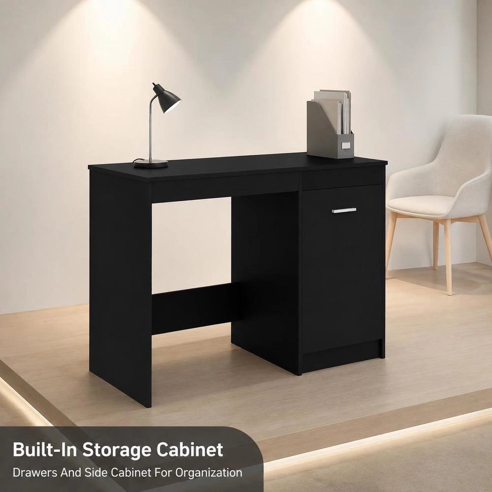 Desk Black 100x50x76 Cm Wood Material